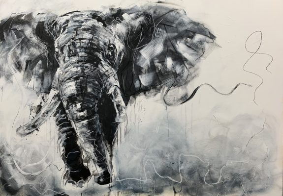 Da Elefant aka flow and unwind I 200 x 100 I Acryl auf Holzplatte I 2021