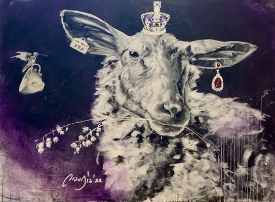 königliches Schaf aka HRH I 150 x 110 I Acryl auf Holzplatte I 2022